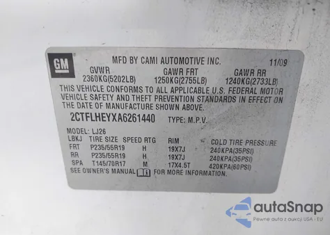 2010 GMC Terrain Slt-2 из США, поврежденный, VIN 2CTFLHEYXA6261440